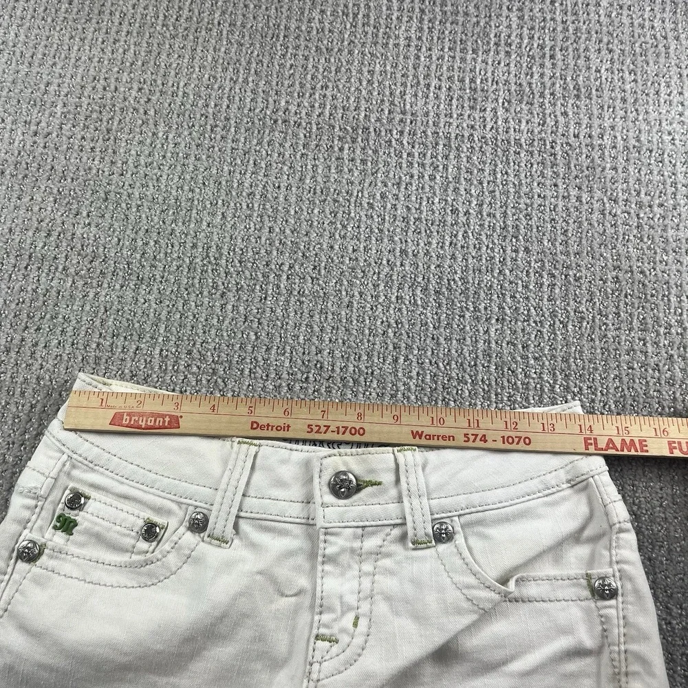 Miss Me Womens Jean Shorts White Denim Size 27 Floral Embellished Pockets